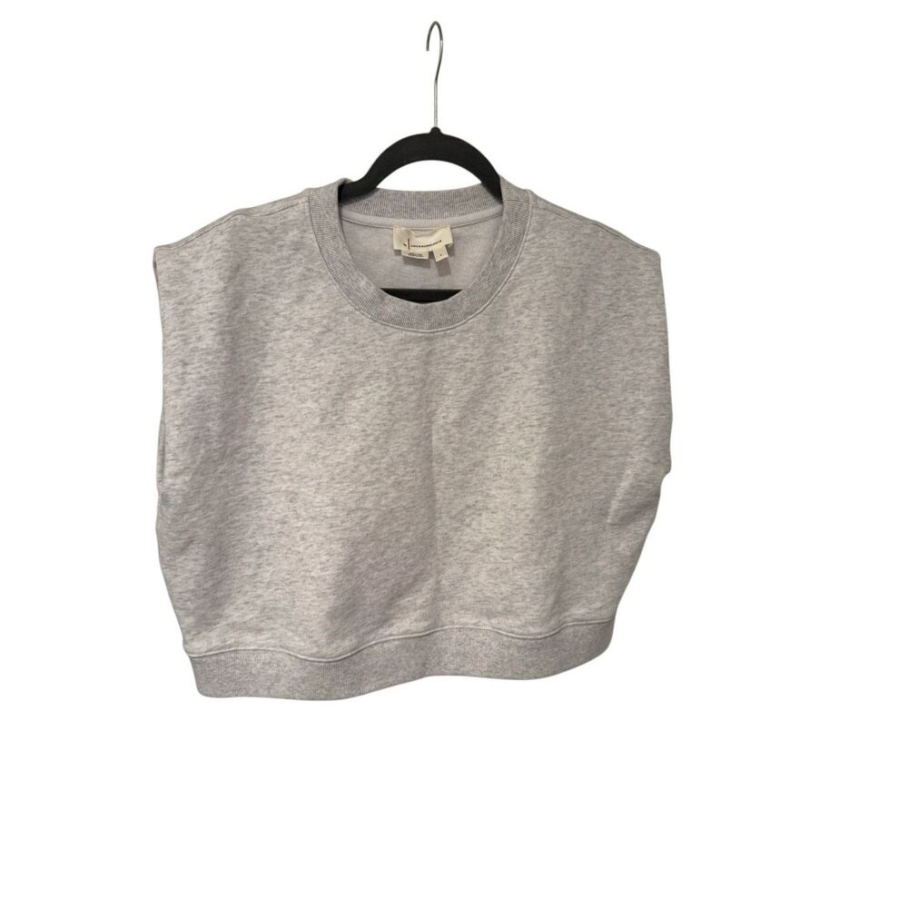 Anthropologie Womens Gray Cotton Crewneck Sleeveless Pullover Sweatshirt Large